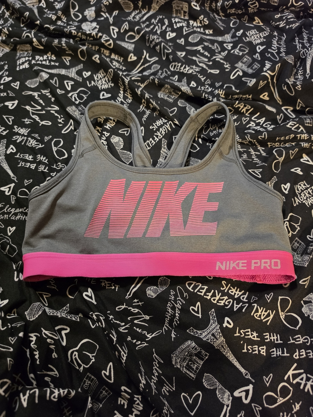 Nike Gray and Pink Racerback Sports Bra
